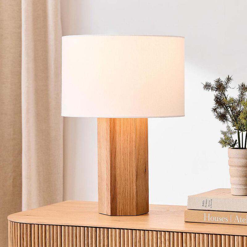 West Elm Culver Wood Faceted Table Lamp 51cm image number 3